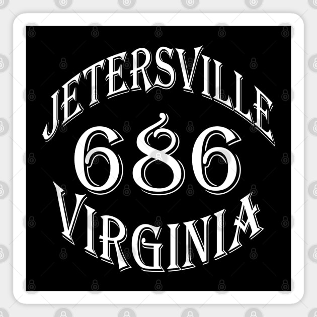 686 JETERSVILLE VA (WHT) Magnet by DodgertonSkillhause